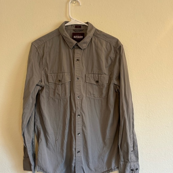 Alesbury Men's Long Sleeve button down slim fit medium grey shirt - Picture 3 of 10